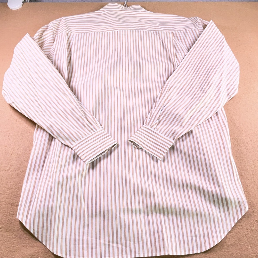 Christian Dior Monsieur Mens Brown White Striped Cotton Dress Shirt 15.5 34/35 - Picture 8 of 10